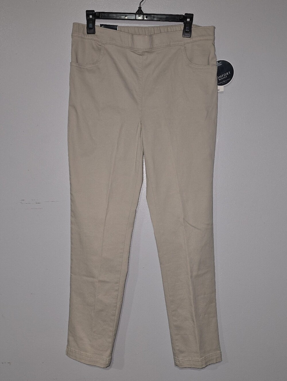 Karen Scott Pull-On Comfort Pants Light Khaki Petite Large
